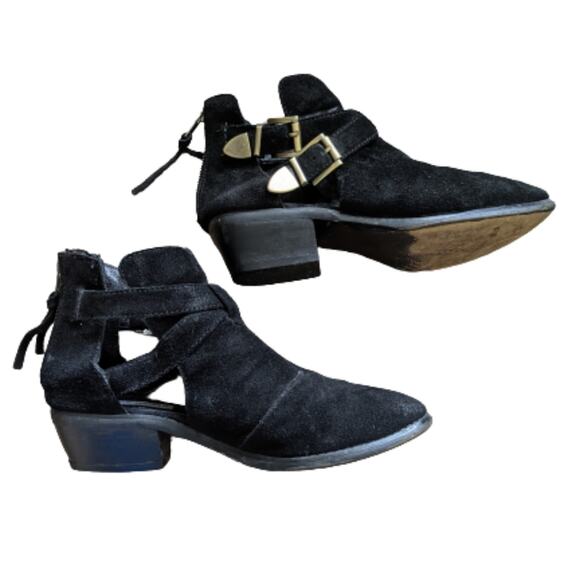 Steve Madden Cinch Cut-out Buckle Suede Ankle Booties 8 - Picture 2 of 10